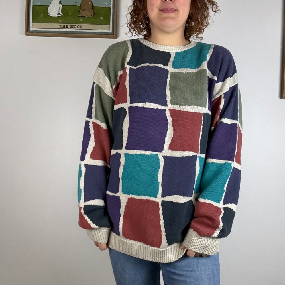 VINTAGE PERRY ELLIS COLORBLOCKED SWEATER SIZE XL MENS